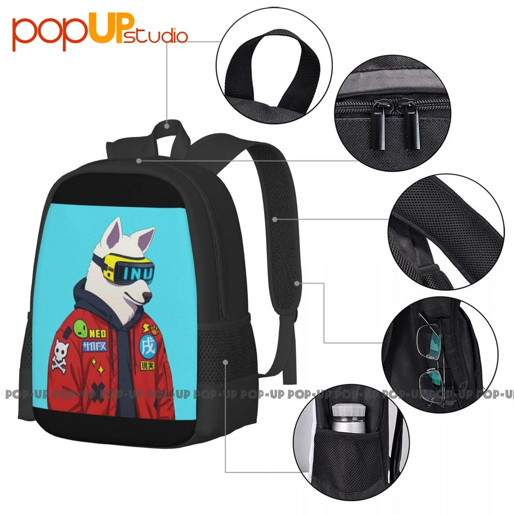 Hipster Shiba Inu Backpack Large Capacity Travel Art Print Shopping Bag