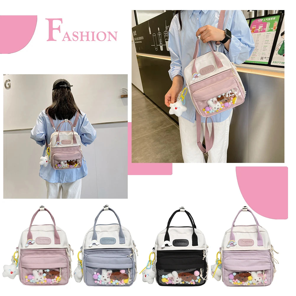 Nylon Large Capacity Backpack for Girls Travel Shopping Bag