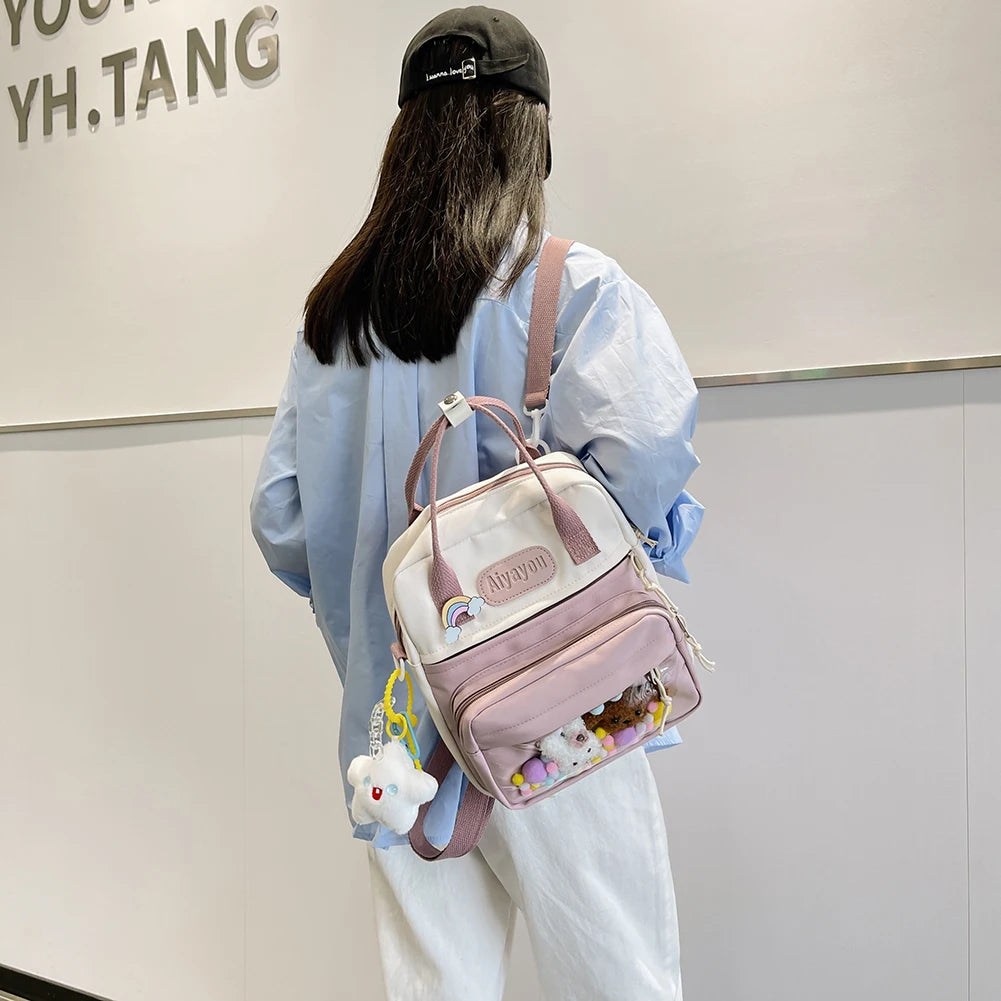 Nylon Large Capacity Backpack for Girls Travel Shopping Bag