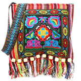 Hmong Vintage Ethnic Shoulder Bag Embroidery Boho Tassel Tote