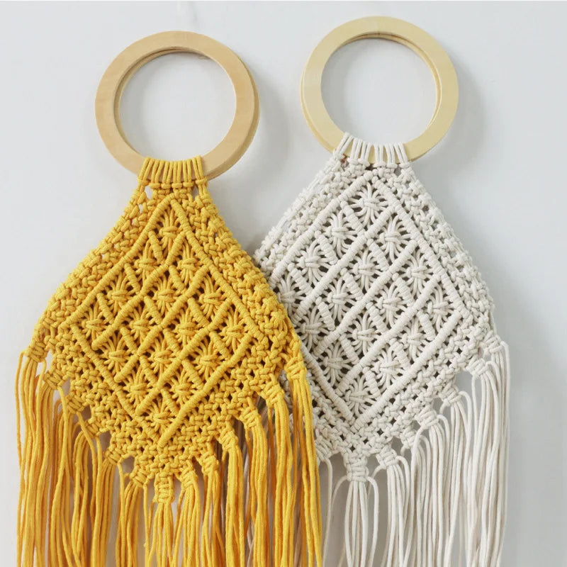 Hollow Cotton Rope Women's Bag Woven Straw Beach Female Top Handle Bags
