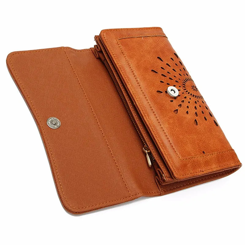 Hollow Out Pattern Retro Wallet Female Purse PU Leather Bag Women wallets