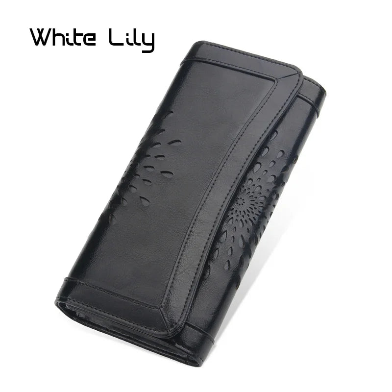 Hollow Out Pattern Retro Wallet Female Purse PU Leather Bag