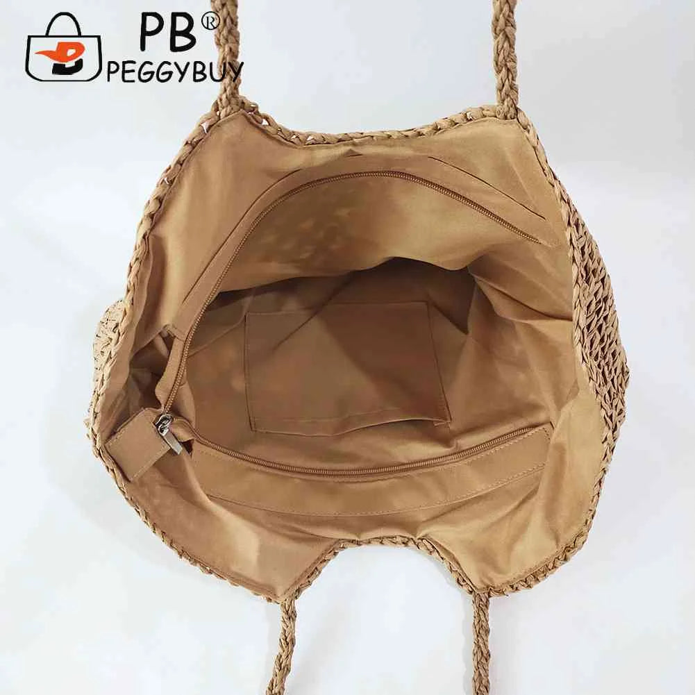 Hollow Summer Woven Tote for Seaside Getaway