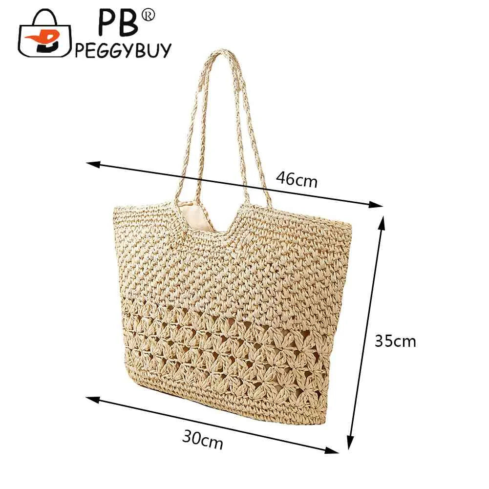 Hollow Summer Woven Tote for Seaside Getaway