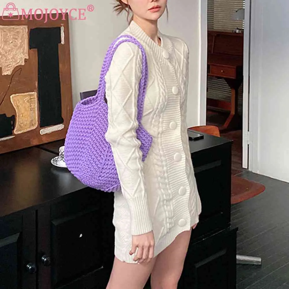 Hollow Weaving Hand Bag Female Storage Bag Soft Casual Style