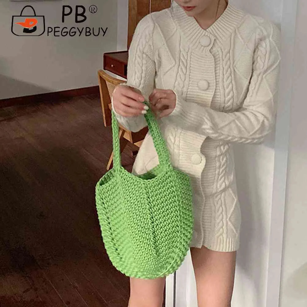 Soft Hollow Woven Handbags Female Storage Bag Casual Solid Style