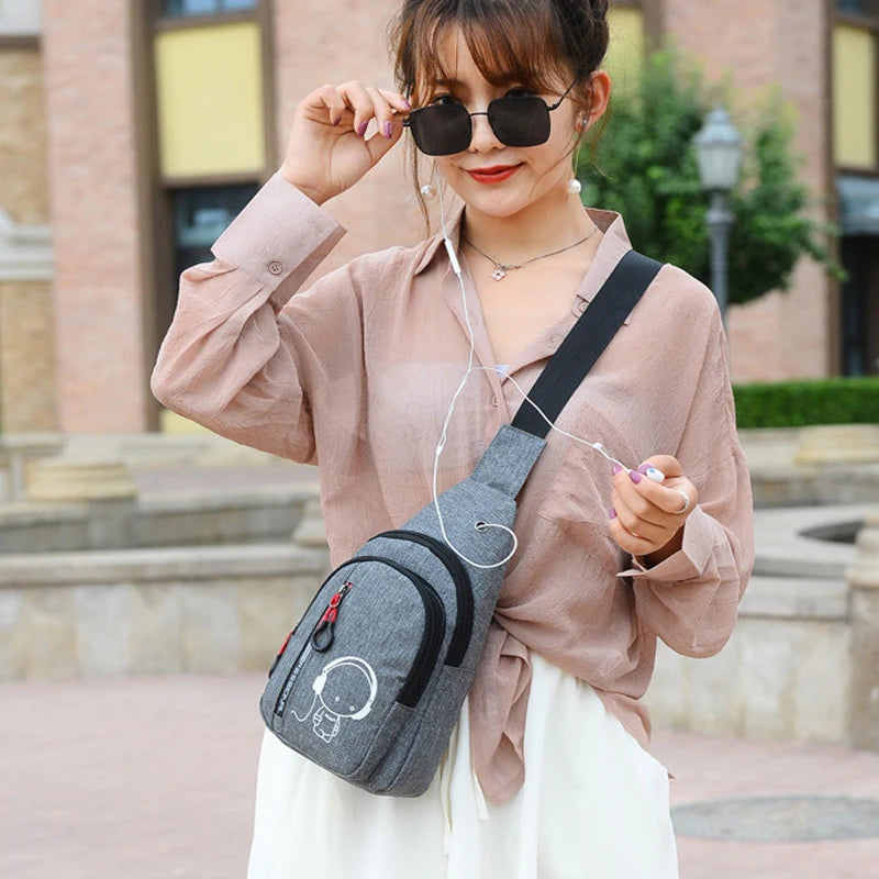 Cartoon Printed Chest Bag Women Messenger Bag Shoulder Bag Small Handbags Female