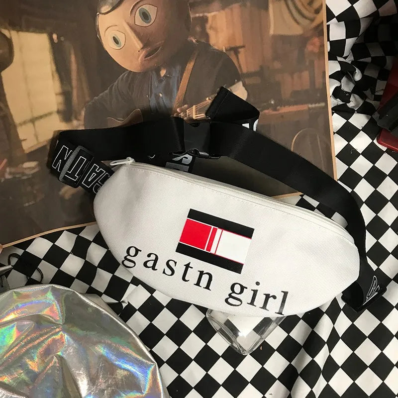 Hongkong Style Girl Literary Chest Bag Casual One Shoulder Cross Body Pocket