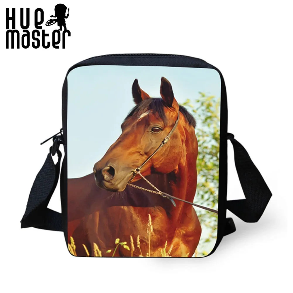 Horse Pattern Crossbody Bag for Kids School Travel