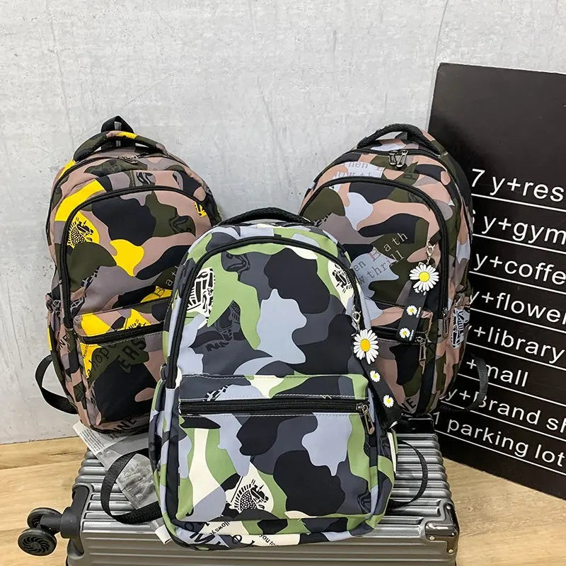 Camouflage Boys Laptop Backpacks Girl Travel Bags School Students