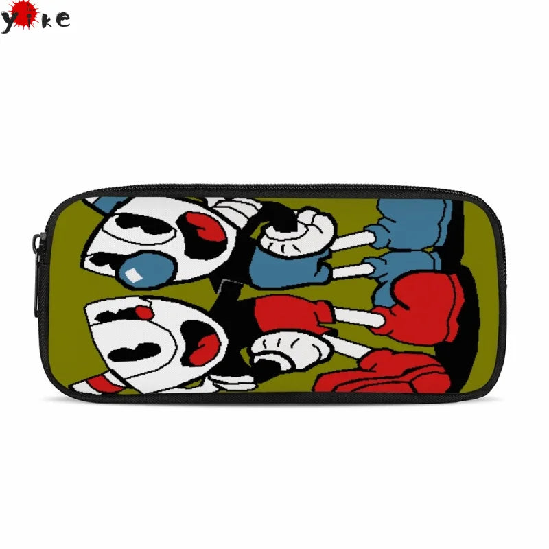 Kid's Cuphead Game Mugman Pencil Case for School Supplies