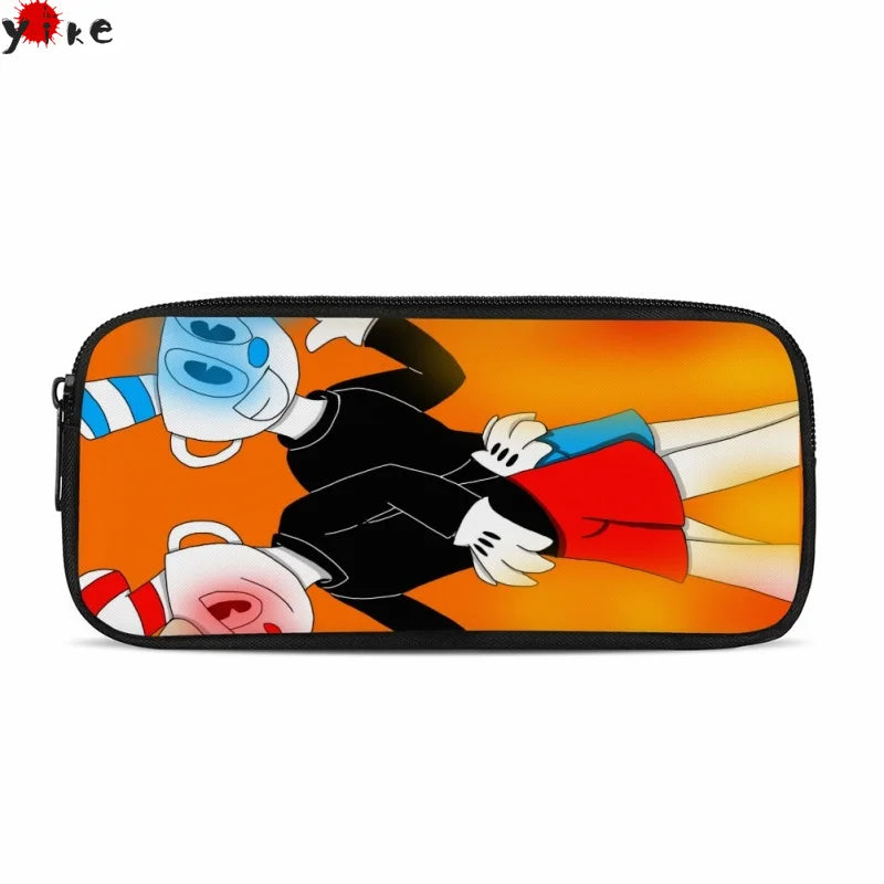 Kid's Cuphead Game Mugman Pencil Case for School Supplies