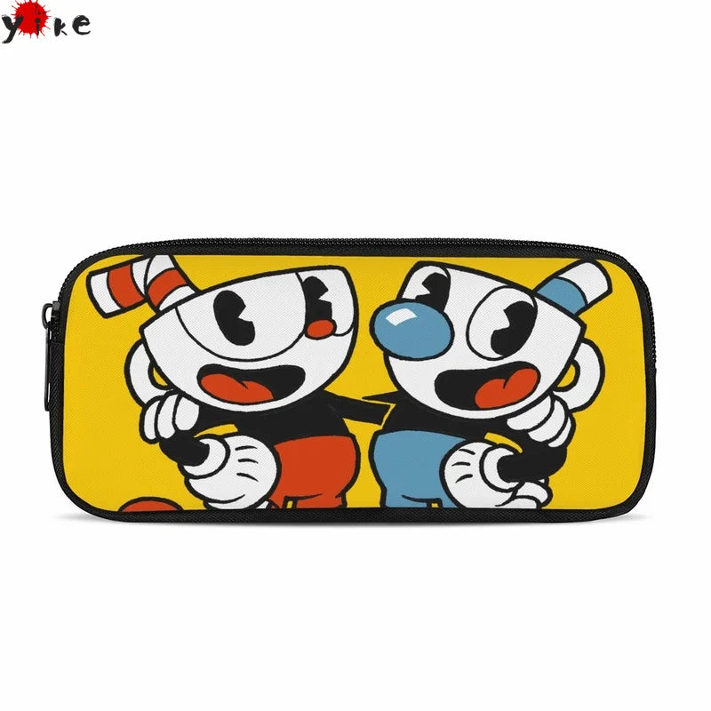 Kid's Cuphead Game Mugman Pencil Case for School Supplies