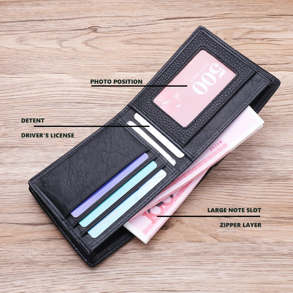 Stylish Men's Short Leather Wallet Money Clip Carteira Masculina