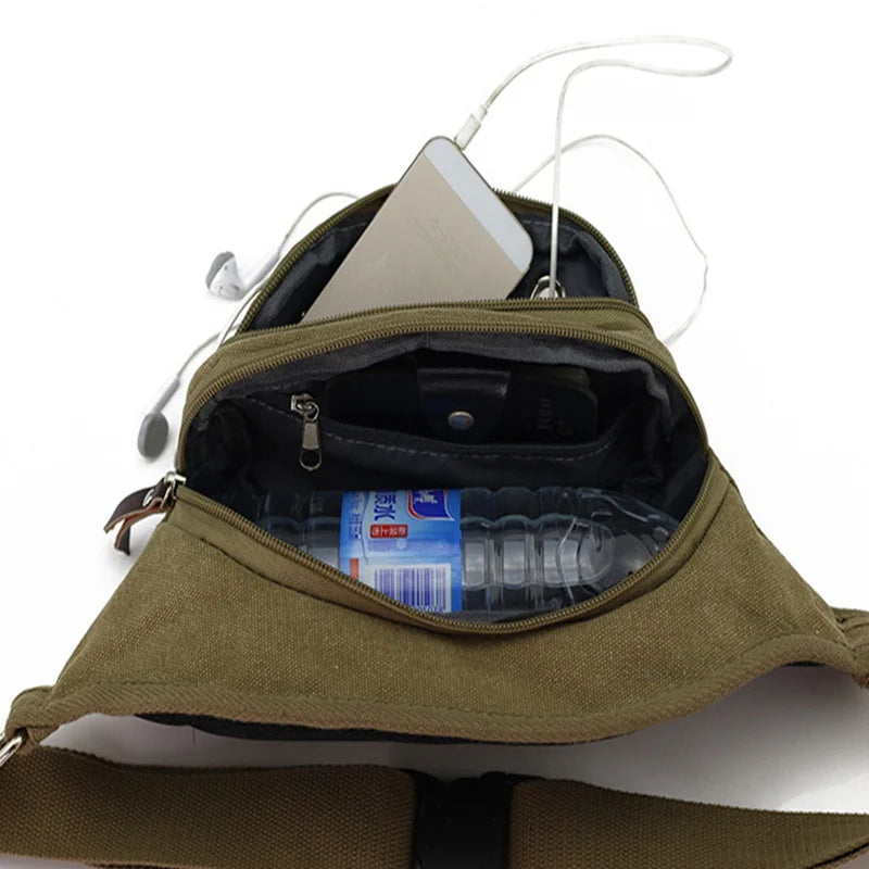Casual Waist Pack Canvas Small Capacity Crossbody Men Women Fanny Bag