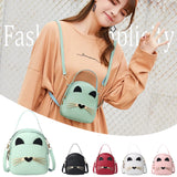Cat Crossbody Messenger Bag Leather Purse Women Shoulder Backpack