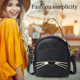 Cat Crossbody Messenger Bag Leather Purse Women Shoulder Backpack