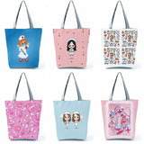 Cartoon Nurse Mask Shoulder Bag Travel Beach Tote Bag For Women