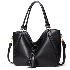 Vintage Brown Leather Tote Shoulder Bag Women's Large Capacity Handbag