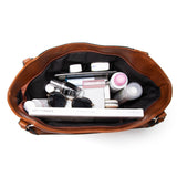 Vintage Brown Leather Tote Shoulder Bag Women's Large Capacity Handbag