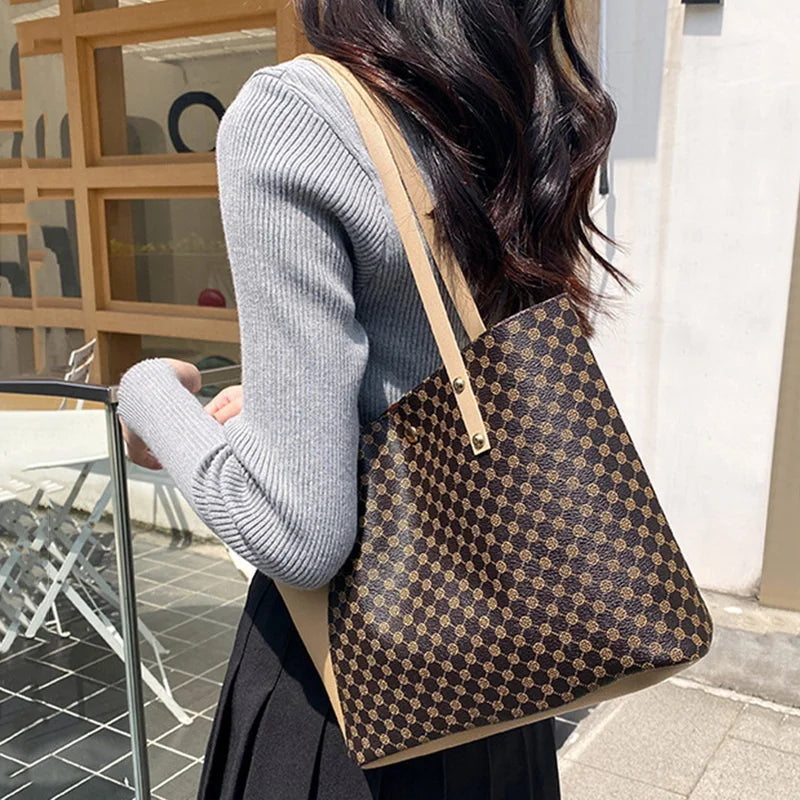 Large Women's Bag Shoulder Bags High Pu Leather Ladies Wild Bags