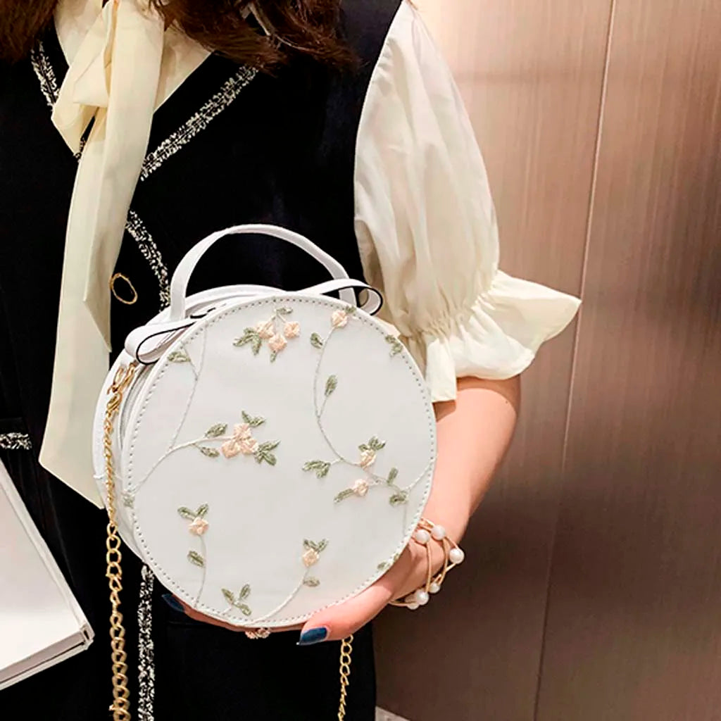 Lovely Lace Round Handbag High PU Leather Crossbody Bags For Women