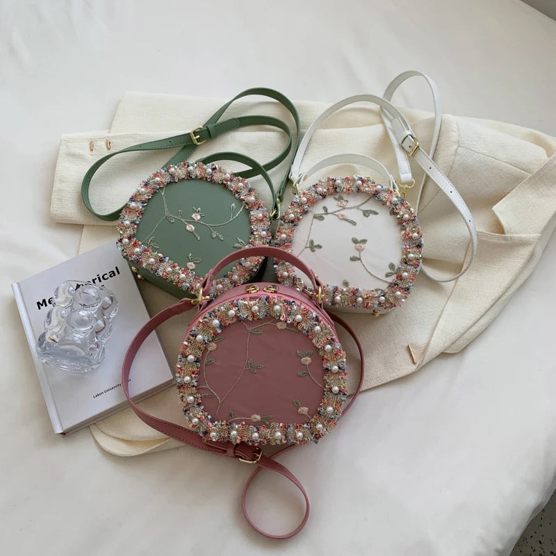 Sweet Lace Round Handbag Women Crossbody Bags