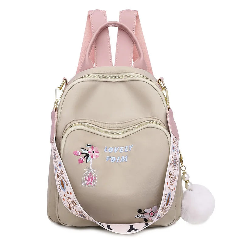 Women Ethnic Style Oxford Cloth Backpack Small Fresh Embroidery