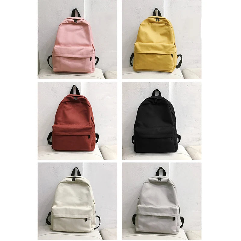 Canvas Backpack for Girl Students - Large Capacity
