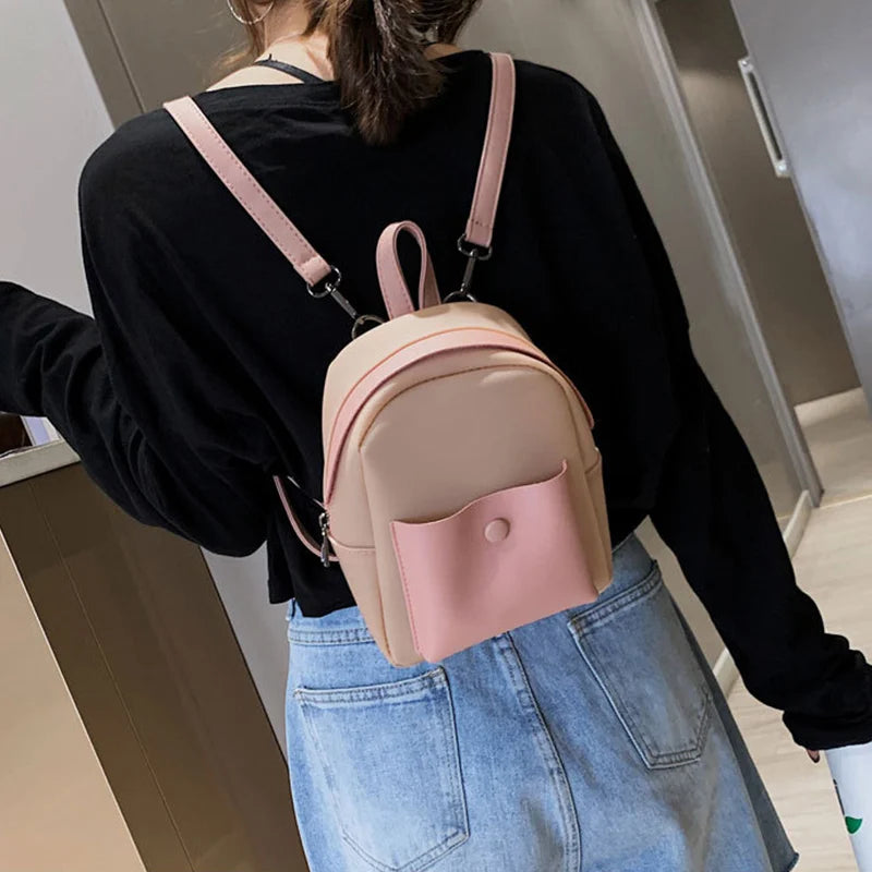 Mini PU Leather Backpack for Women Travel