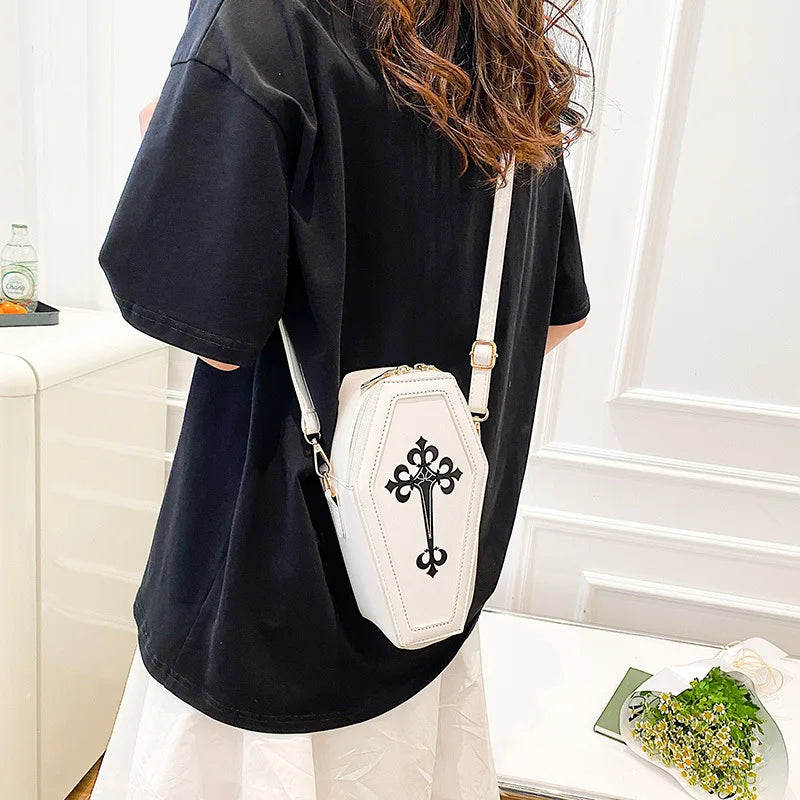 Retro PU Leather Sling Bag Coffin Shape Crossbody Bags For Ladies BM112