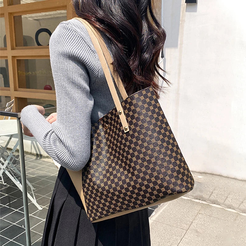 Large Women's Shoulder Bag PU Leather Wild Bag