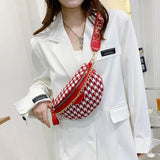 Houndstooth One Shoulder Waist Bag Chain Crossbody Handbags