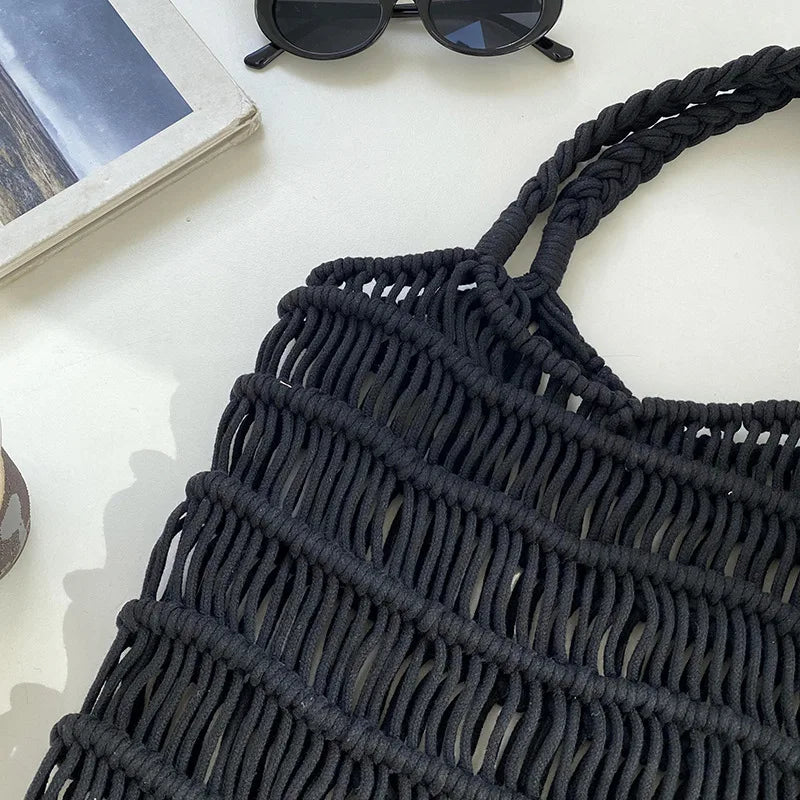 Bohemian Summer Handbag Women Cotton Crochet Tote Bag