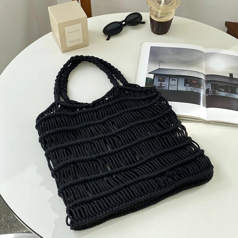 Bohemian Summer Handbag Women Cotton Crochet Tote Bag