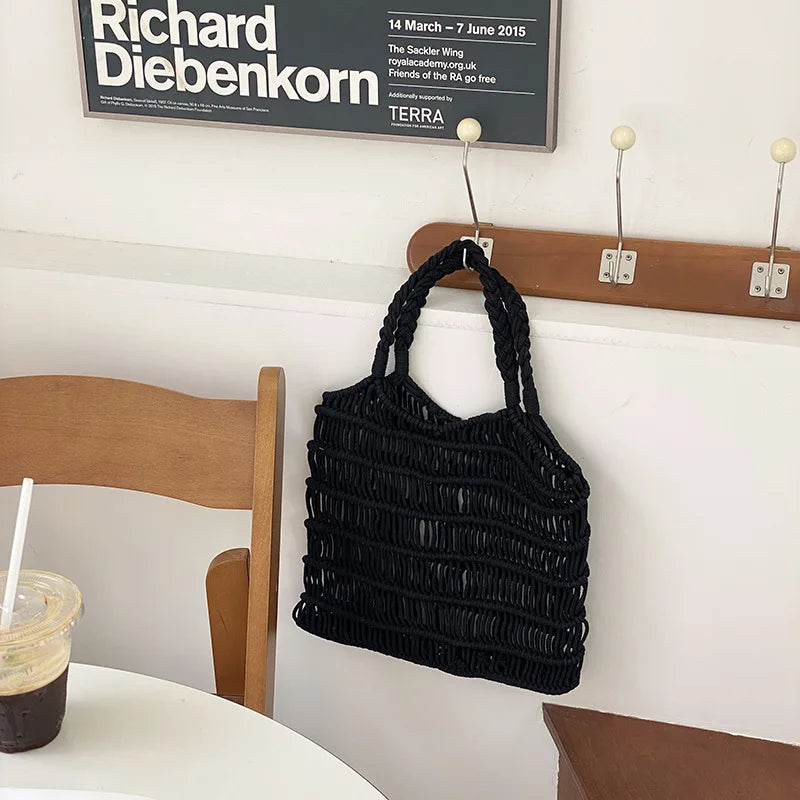 Bohemian Summer Handbag Women Cotton Crochet Tote Bag