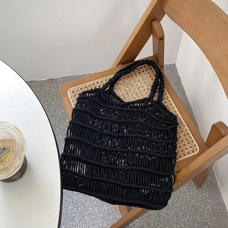 Bohemian Summer Handbag Women Cotton Crochet Tote Bag