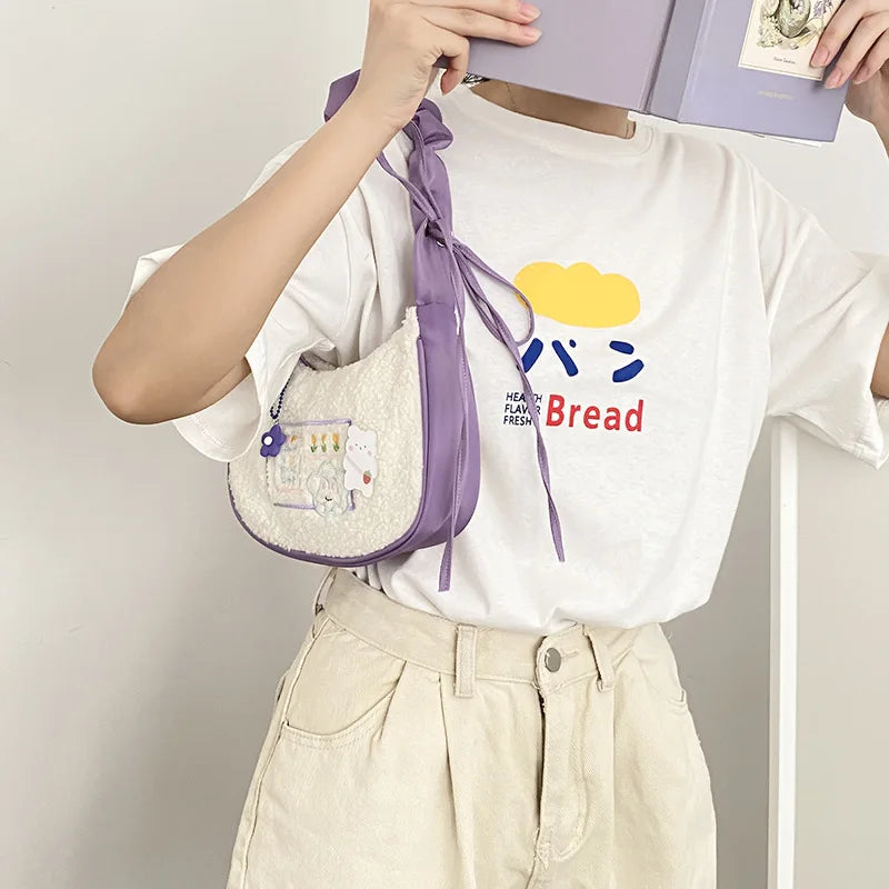 Canvas Shoulder Purse Bag Zipper Interior Pocket Handbag for Women