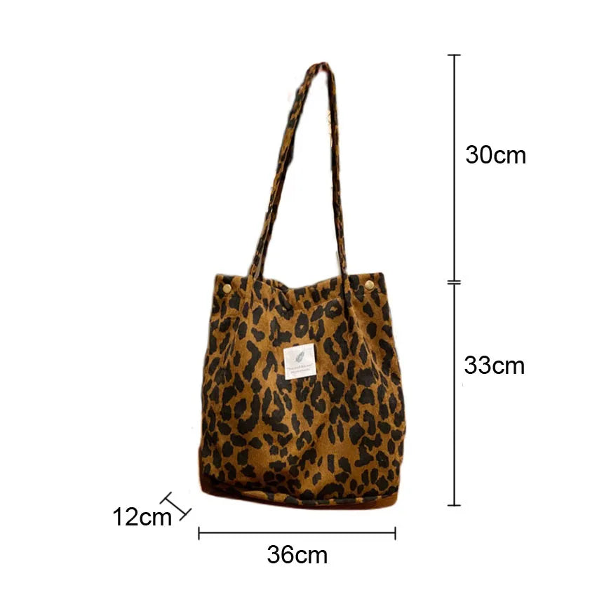 Leopard Shoulder Bag Large Capacity Girl Student Shopping Bags