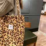 Leopard Shoulder Bag Large Capacity Girl Student Shopping Bags