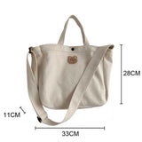 Bear Canvas Crossbody Bag Solid Shopping Handbag Adjustable Shoulder Strap