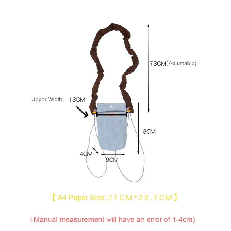 Corduroy Mini Shoulder Messenger Bag for Women