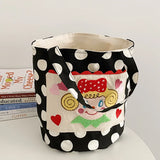 Wave Point Canvas Shoulder Bag Girl Bucket Purse