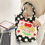 Wave Point Canvas Shoulder Bag Girl Bucket Purse