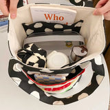 Wave Point Canvas Shoulder Bag Girl Bucket Purse