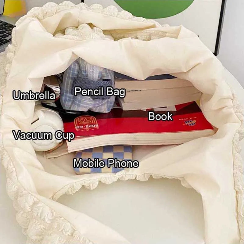 Fold Cloud Shoulder Bag Soft Portable Causal Tote Bubble Chiffon Polyester