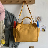 Cotton Canvas Tote Shoulder Messenger Bag with Pockets