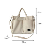 Cotton Canvas Tote Shoulder Messenger Bag with Pockets
