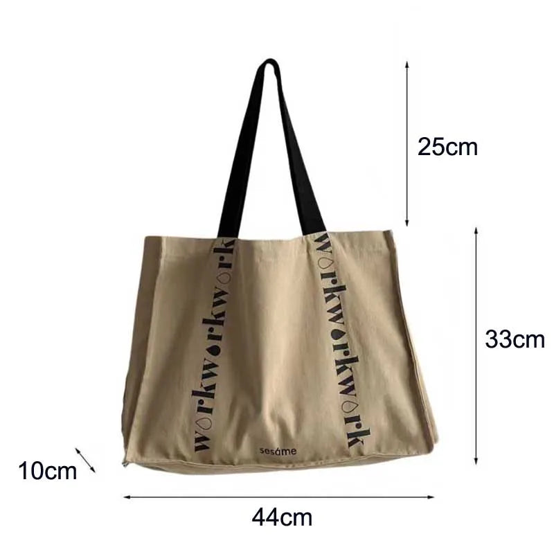 Female Canvas Tote Schoolbag Shopping Bag Handbag